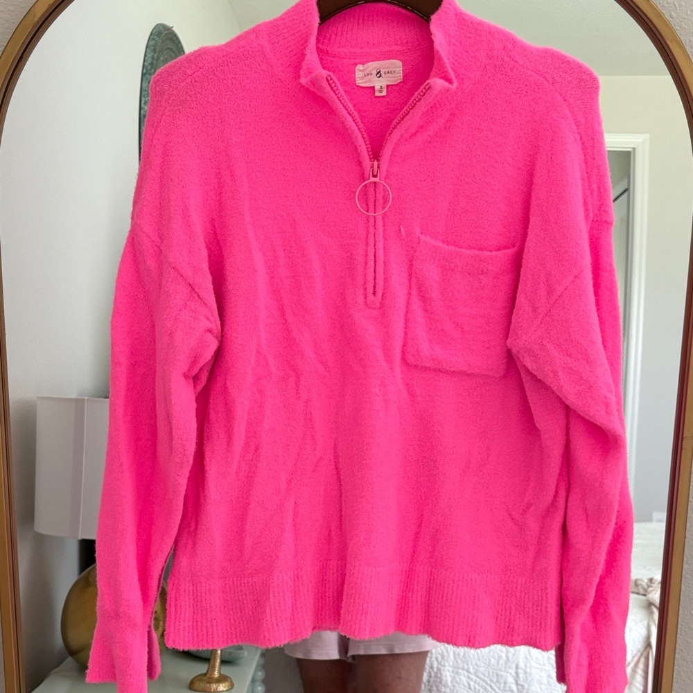 Lou & Grey Neon Pink Cowl Neck Sweater